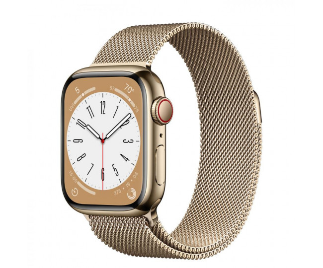 Apple Watch 8 + LTE 41mm Gold Stainless Steel Case with Gold Milanese Loop (MNJE3/MNJF3)